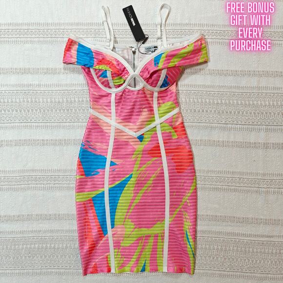 Fashion Nova Mali Bandage Mini Dress Multicolor Size XS NWT - Picture 1 of 8